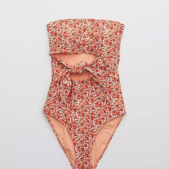 aerie Other - Aerie Women’s One Piece Cut Out Tie Front Swimsuit Convertible Straps Size Large